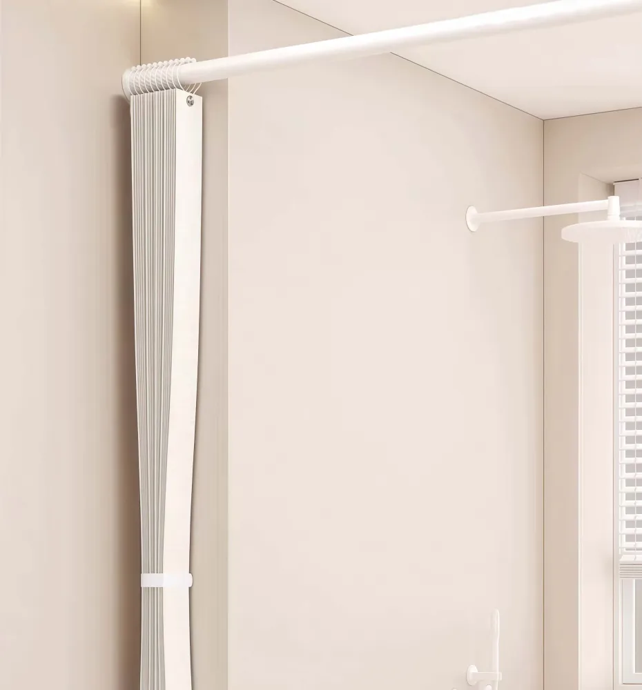 Barra de Ducha Extensible 110-200 cm, Barra Cortina Aluminio Blanca Ajustable para Baño, sin Perforación, Resistente y Mul...
