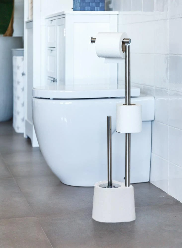 Portarrollos escobillero de Acero Inoxidable de 65x12x16 cm Blanco damdamgo