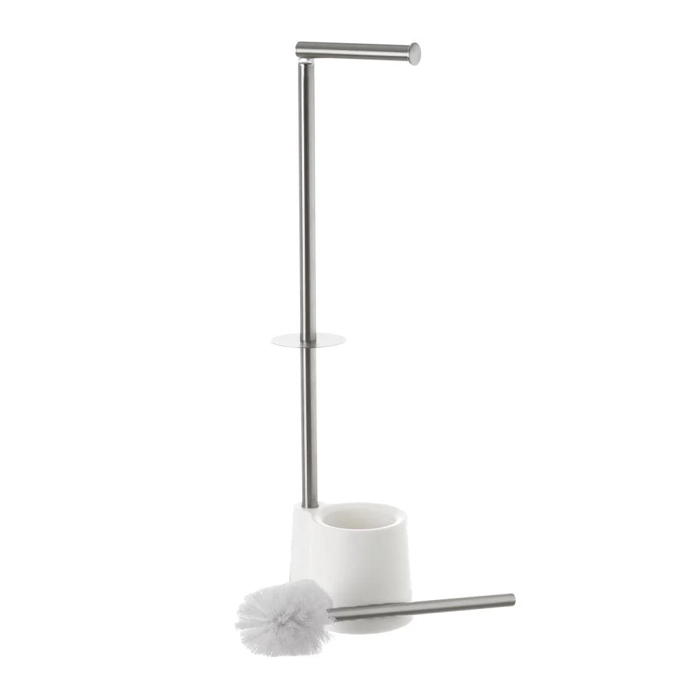 Portarrollos escobillero de Acero Inoxidable de 65x12x16 cm Blanco damdamgo