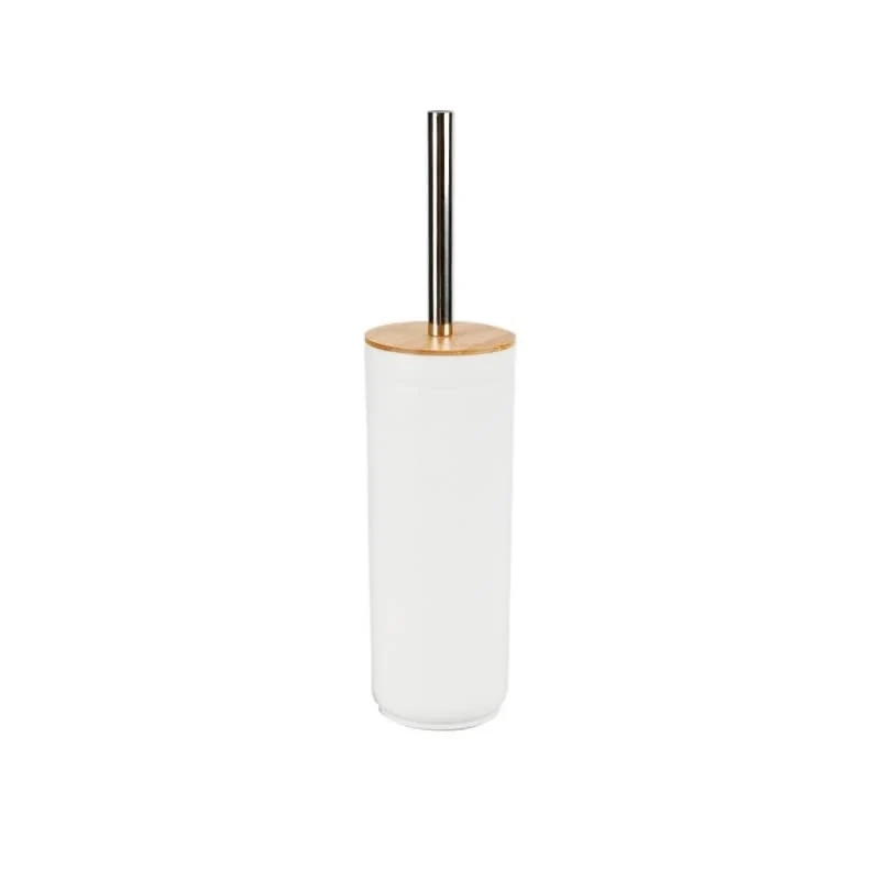 Set Accesorios Baño de Bambú Estilo nordico Blanco Escobillero damdamgo
