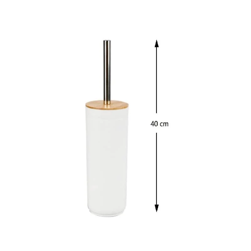Set Accesorios Baño de Bambú Estilo nordico Blanco Escobillero damdamgo