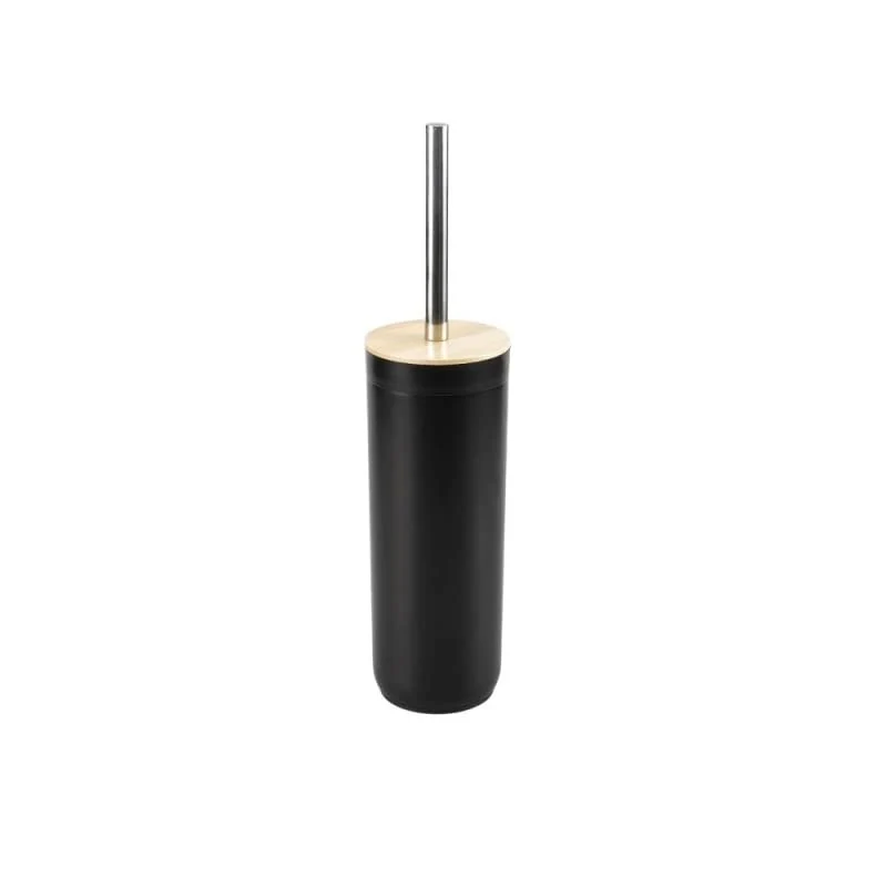 Set Accesorios Baño de Bambú Negro Estilo Factory Escobillero damdamgo