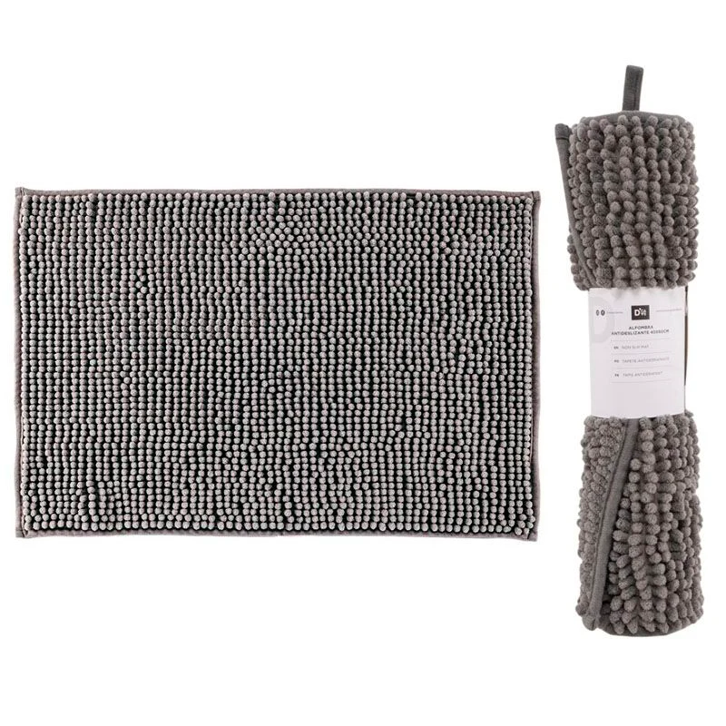 ALFOMBRA ANTIDESLIZANTE GRIS OSCURO 40X60 DCASA