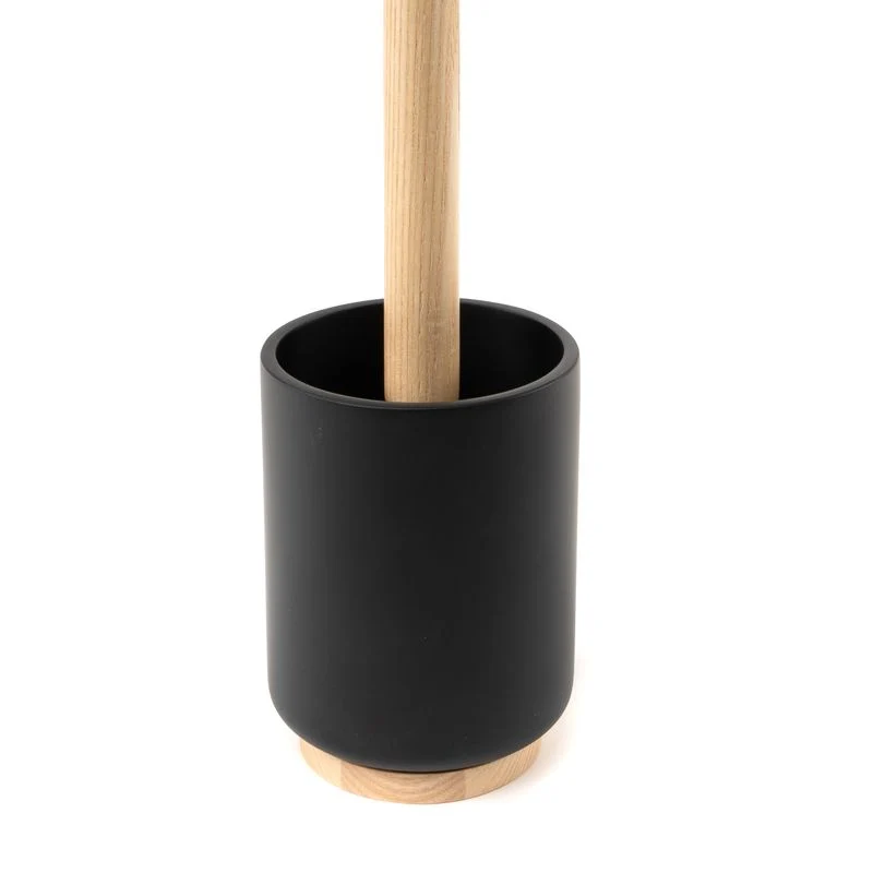ESCOBILLERO BICOLOR NEGRO/MADERA DCASA