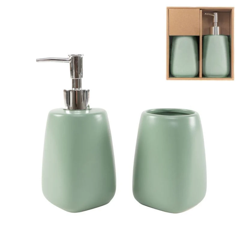 JUEGO DE BAÑO 2 PIEZAS VERDE AGUA DCASA