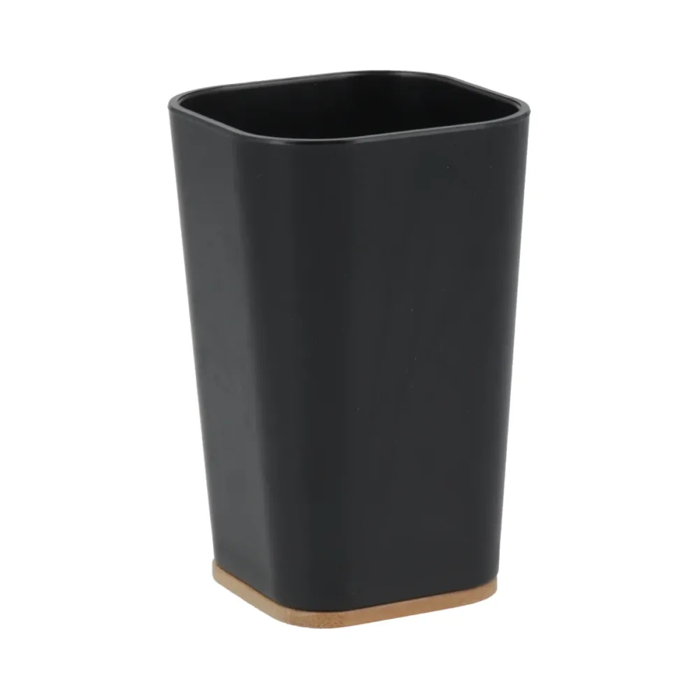 Vaso negro con detalle bambú en la base. Decomarket Uruguay