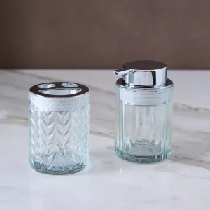 DISPENSER DE JABON & PORTACEPILLO SMILE SILVER