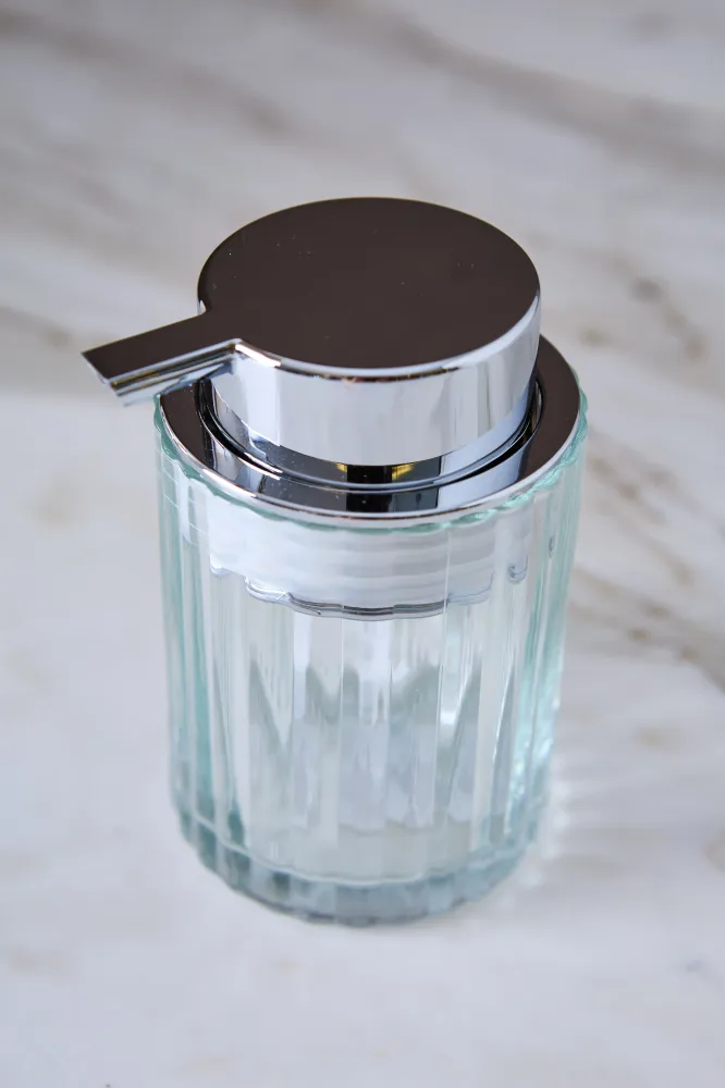 DISPENSER DE JABON & PORTACEPILLO SMILE SILVER