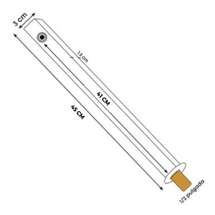 Tubo Regadera Cuadrado 40 cm Metálico DISPROGRIFOS