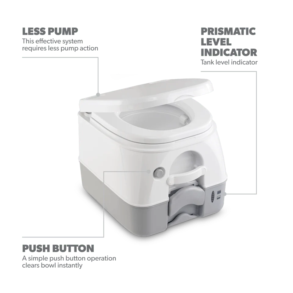 Inodoro portátil Dometic SaniPottie 972, tanque de desechos de 2,6 galones, color gris