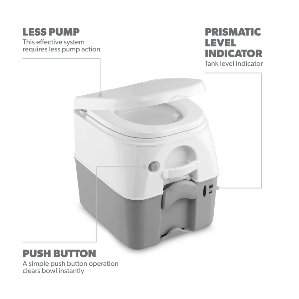 Inodoro portátil Dometic SaniPottie 976, tanque de desechos de 5 galones, color gris