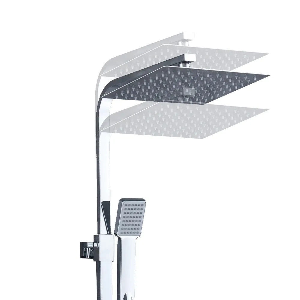 Columna Ducha Termostática 80-120cm en Cromo Ajustable Flexible Ángulo de Alcachofa Superior, Ducha Lluvia para Baño Ducha...