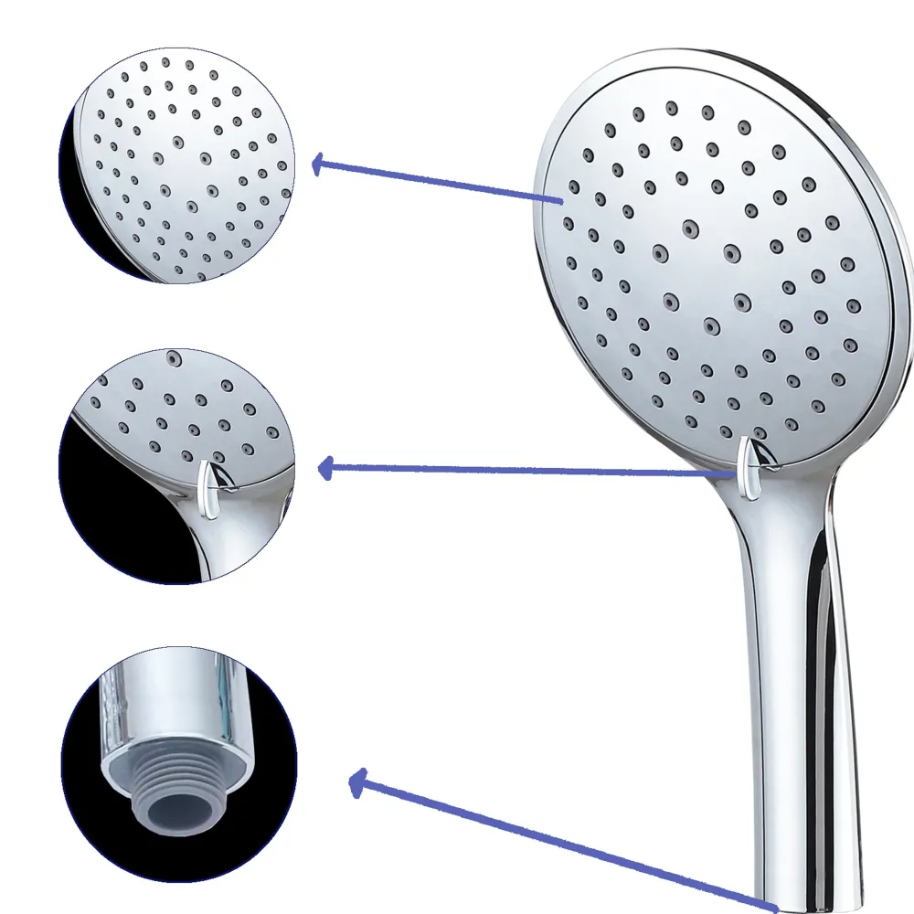 Columna de Ducha termostática, Cromado redondo, Plata brillante, Barra ajustable en altura, Cabezal de ducha y Teleducha d...