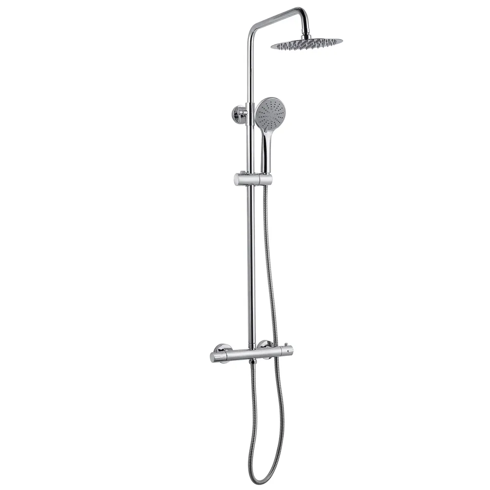 Ducha Lluvia de Baño, Columna Ducha Termostática 80-116cm Alcachofa de Mano 3 Tipos de Chorro con Soporte deslizante Ducha...