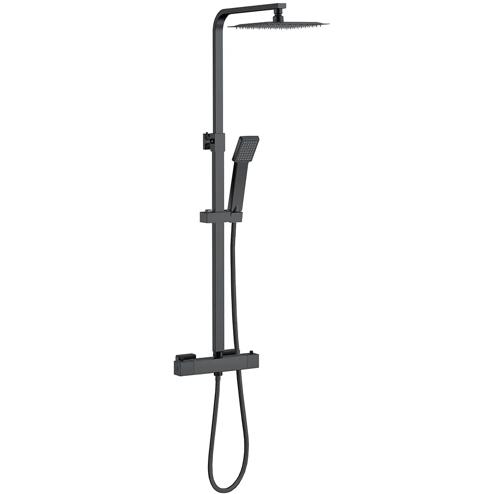 Duchacasa Columna de Ducha Termostática 38, Rociador de Ducha de Baño Cuadrado Negro con Accesorios,20H Duchacasa_TZBS