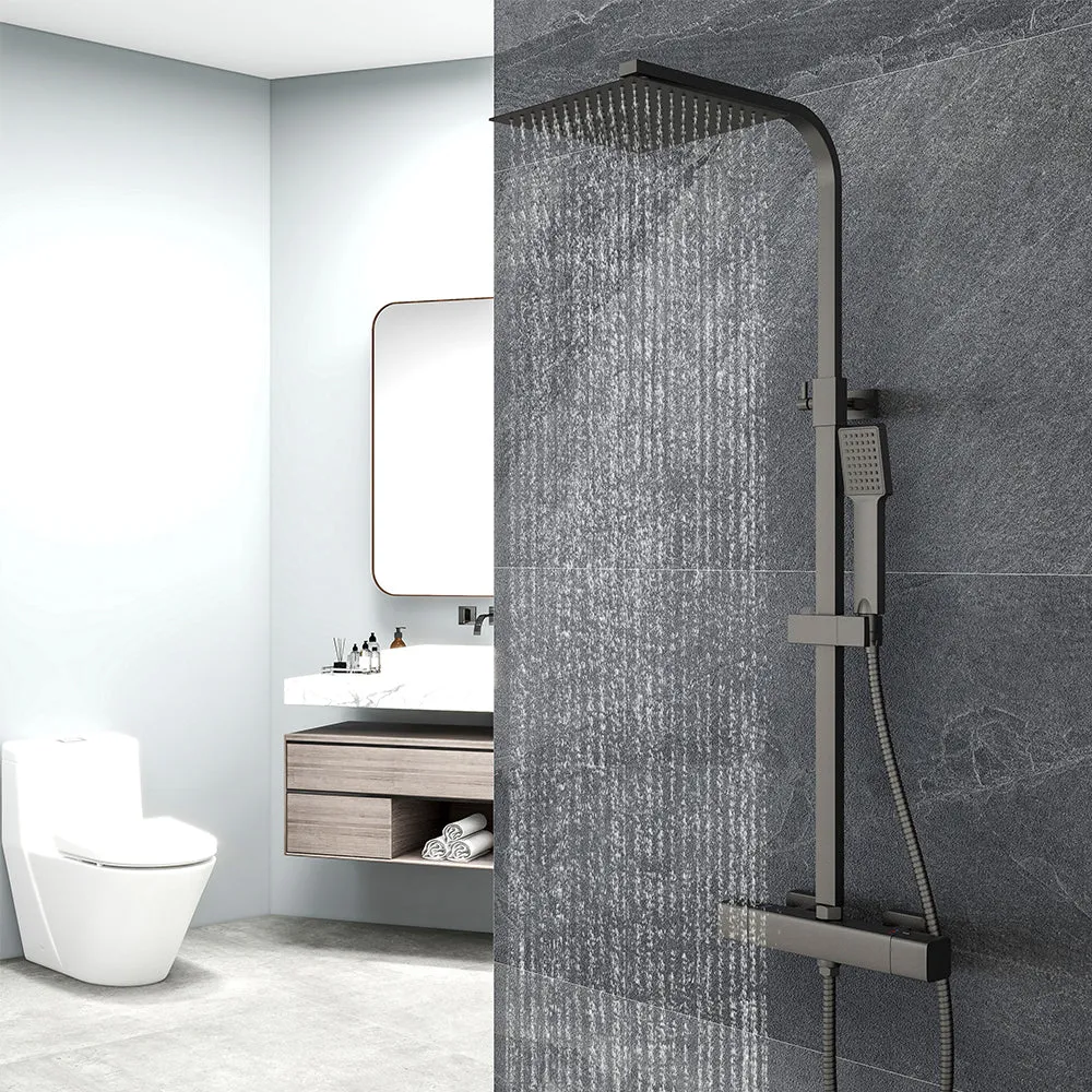 Duchacasa Columna de Ducha Termostática 38, Rociador de Ducha de Baño Cuadrado Negro con Accesorios,20H Duchacasa_TZBS