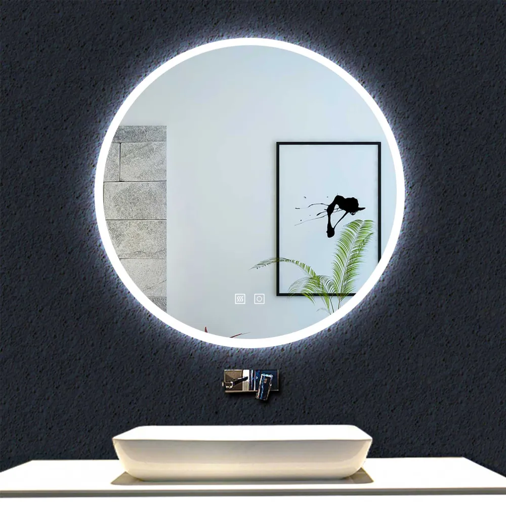 Dos Botón Táctil con Antivaho 60/70/80cm Espejo Baño con Iluminación LED Redondo 3 Luces(Brillo LED Envolvente) Duchacasa_...