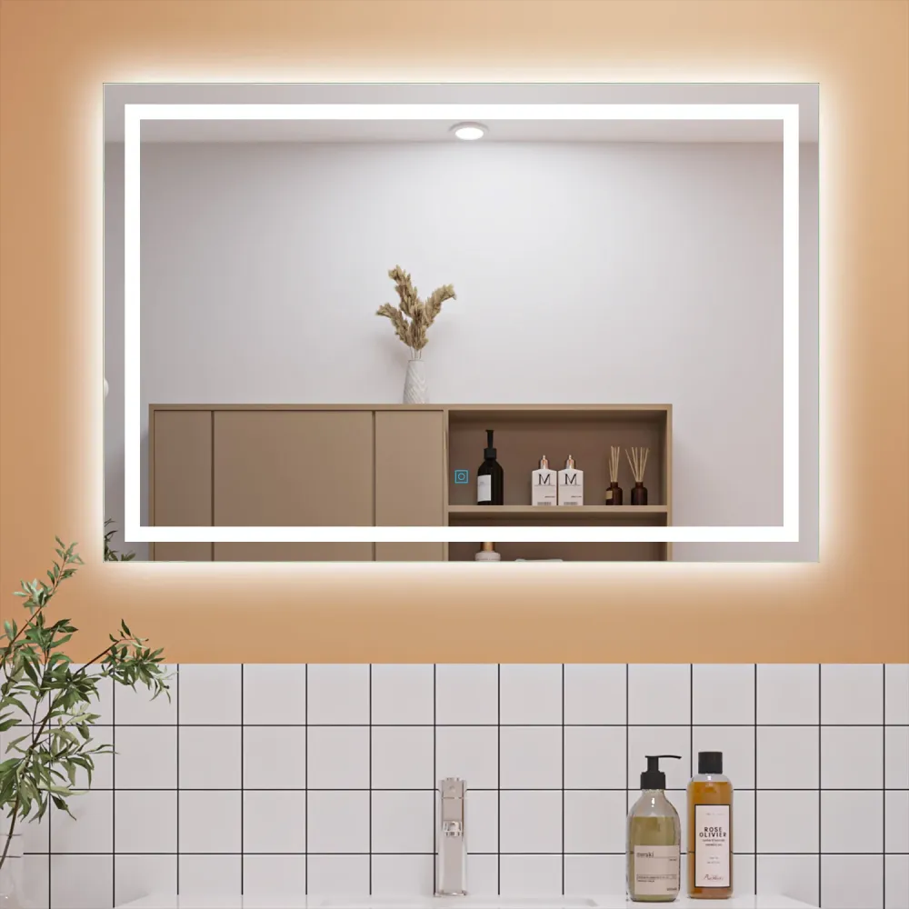Duchacasa Espejo Decorativo de Baño sin Mojar por Gotitas de Agua(Antivaho) con Interruptor Táctil y Brillo LED Envolvente...