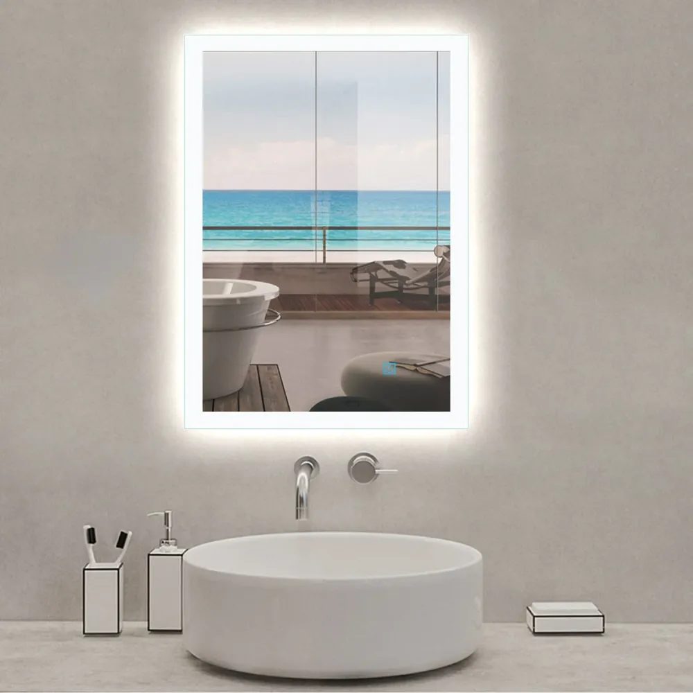 Espejo led,Espejo de baño,Blanco frío + Interruptor táctil + antivaho + Brillo LED Envolvente Duchacasa_TZBY