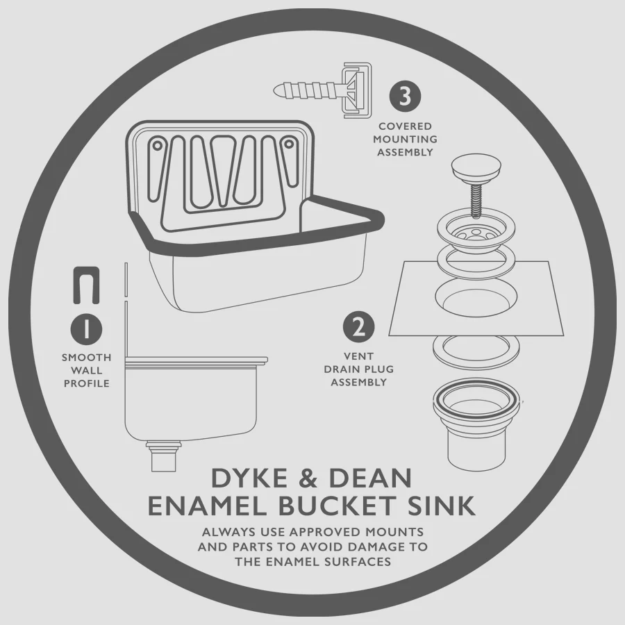 FREGADERO CUBO ESMALTE DYKE & DEAN LLANTA NEGRA
