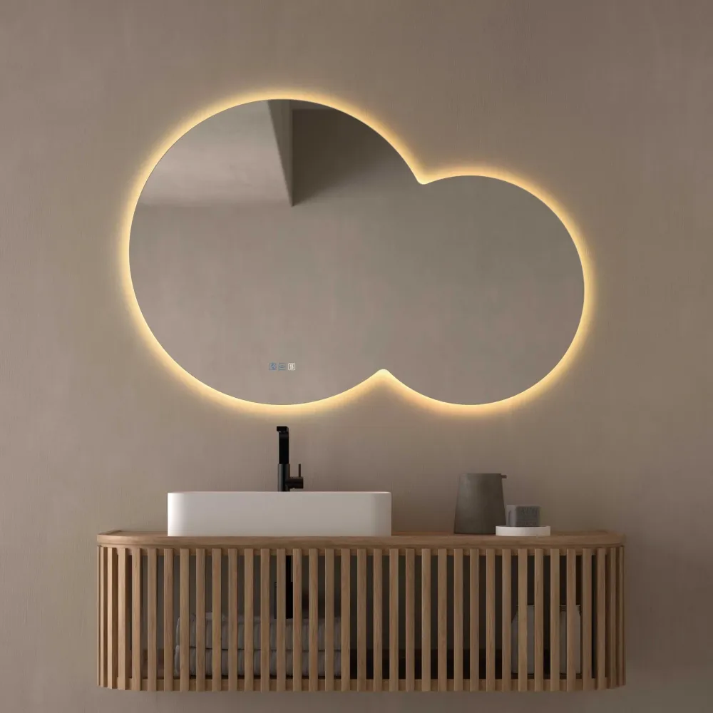 Conjunto Espejos Circulares CINTRA Dyled | 2 Espejos En Tren | Luz Regulable 3000k-6000k | Sensor Touch Y Antivaho | Ip44