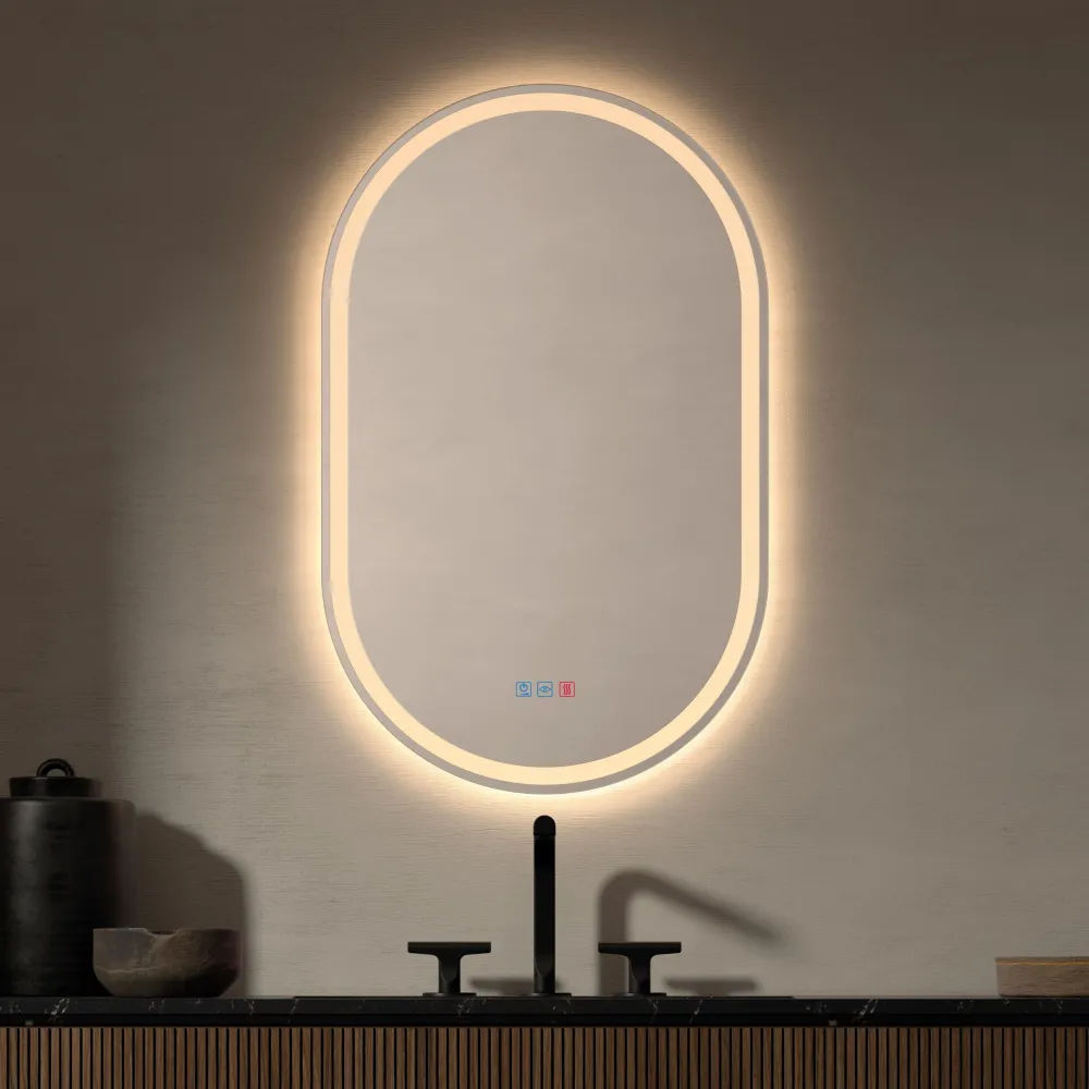 Espejo LED ÚBEDA Dyled – Retroiluminado, Antivaho y Marco Dorado (50x90 cm)