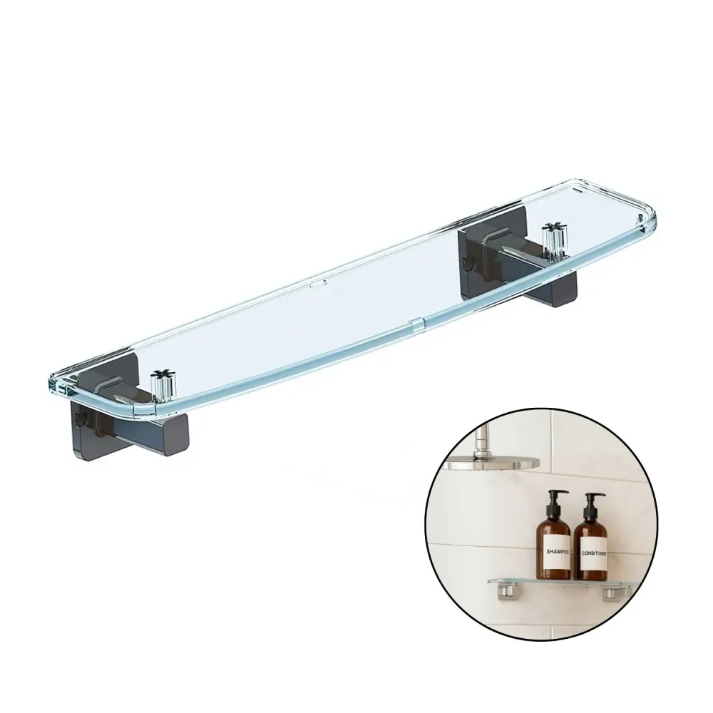 Repisa Acrílica Transparente 45Cm Soportes Cromados Alta Resistencia ELASTOMEROS
