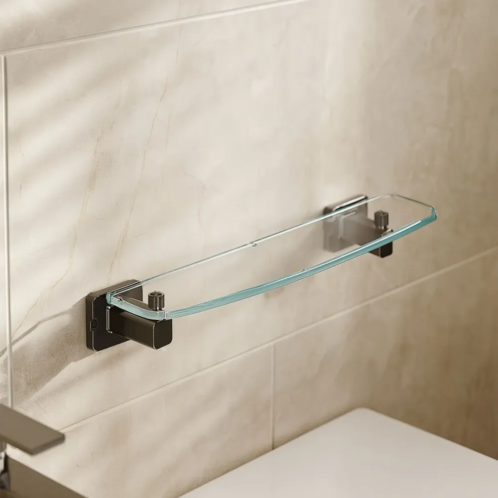 Repisa Acrílica Transparente 45Cm Soportes Cromados Alta Resistencia ELASTOMEROS