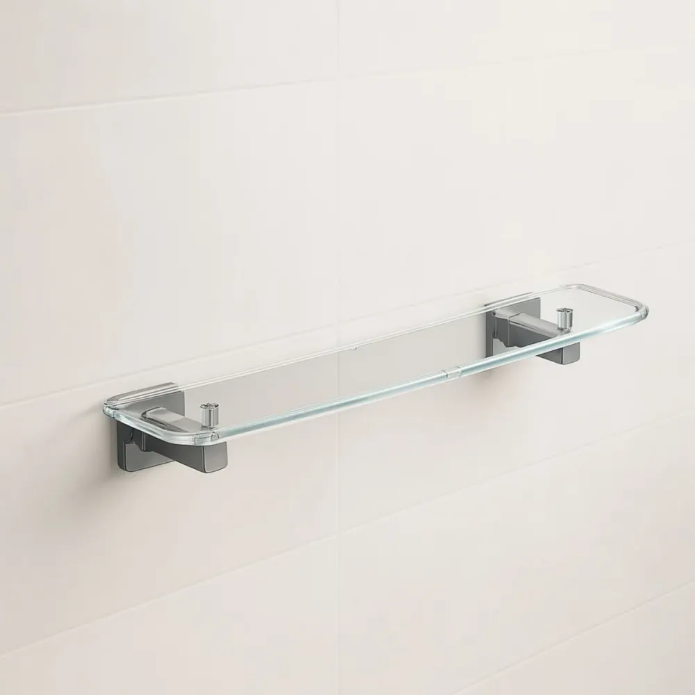Repisa Acrílica Transparente 45Cm Soportes Cromados Alta Resistencia ELASTOMEROS