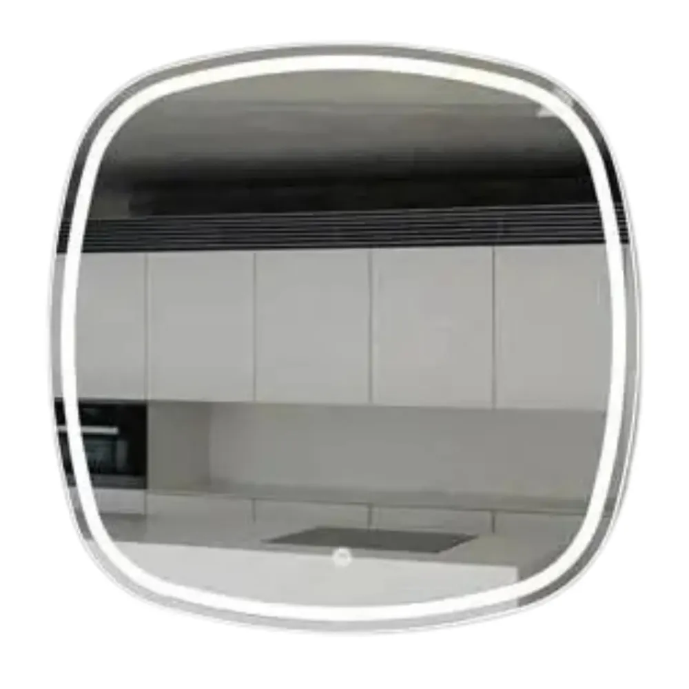Espejo Cuadrado con Iluminacion LED Indirecta y Bordes - Bajo Consumo - Luz Blanca 6,000K