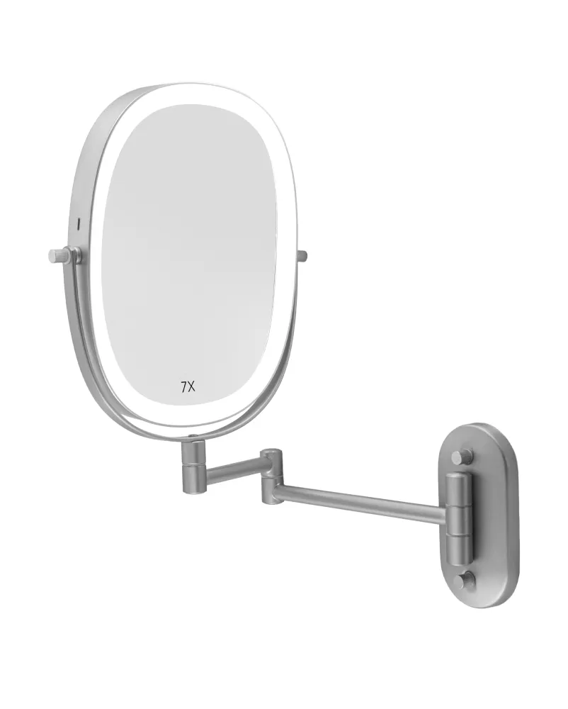 Espejo Escualizable con Luz LED y Aumento 7X Satinado