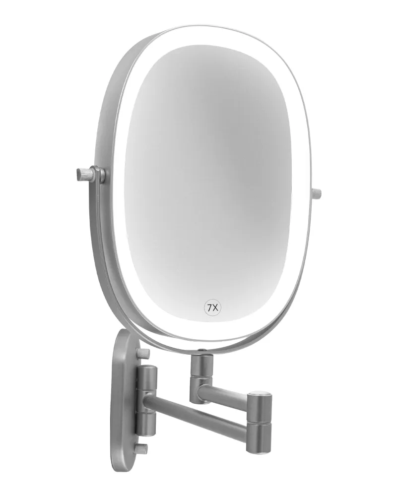 Espejo Escualizable con Luz LED y Aumento 7X Satinado