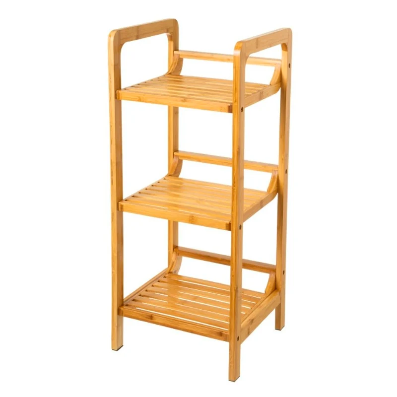 Estanterí de Baño Cocina 3 Niveles 4 Niveles Rack Organizador del Hogar Madera Natural
