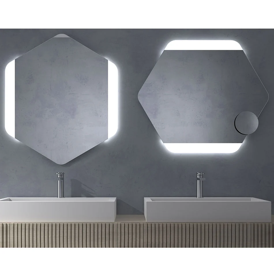 Espejo De Baño Hexagonal TURKS 80x70 cm | Colocación Reversible | Luz Led 3 Tonos | Ip44 | Eficiencia ++ | EUROBATH