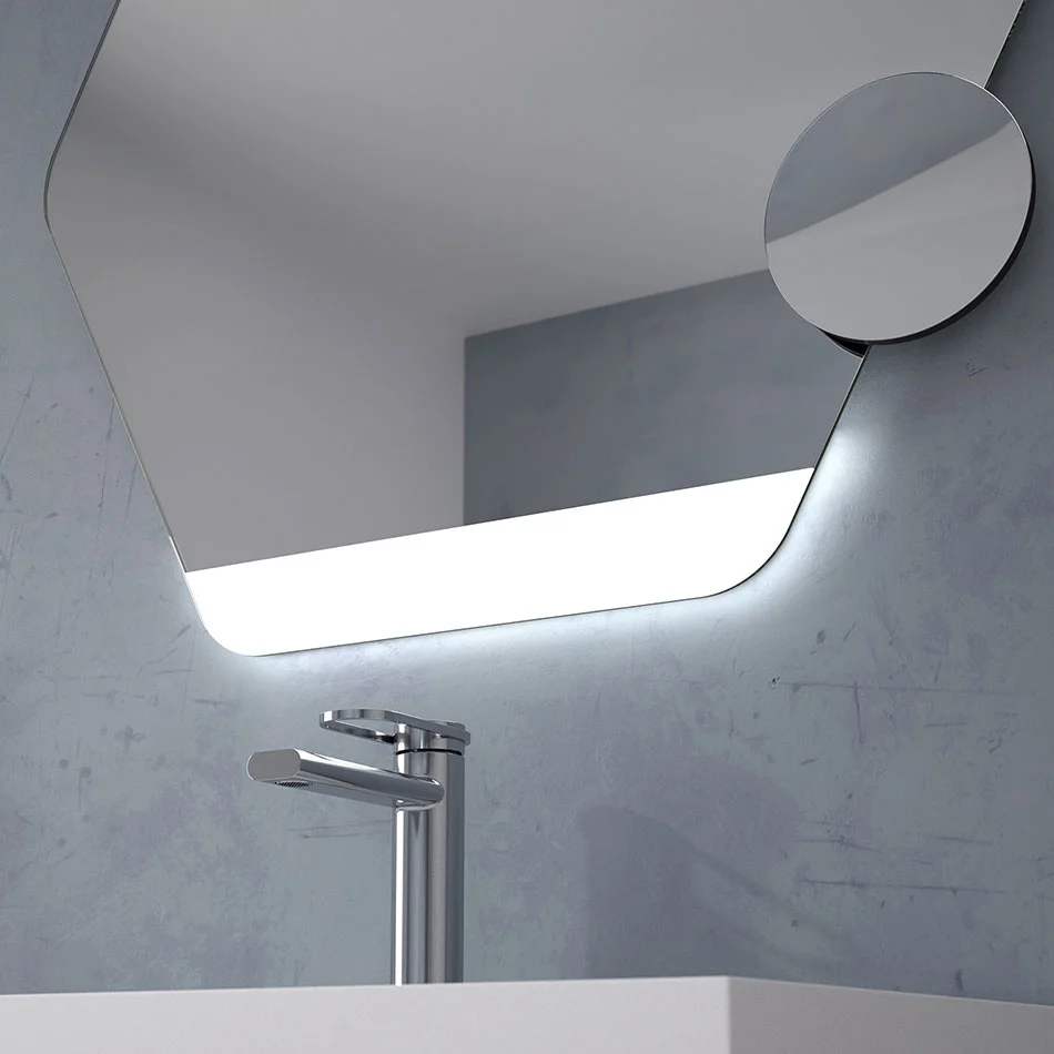 Espejo De Baño Hexagonal TURKS 80x70 cm | Colocación Reversible | Luz Led 3 Tonos | Ip44 | Eficiencia ++ | EUROBATH