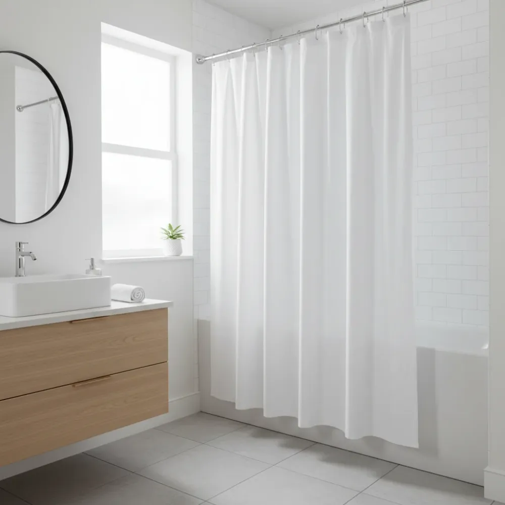 Forro de Cortina de Baño Blanco 180x180cm con Imán – Impermeable