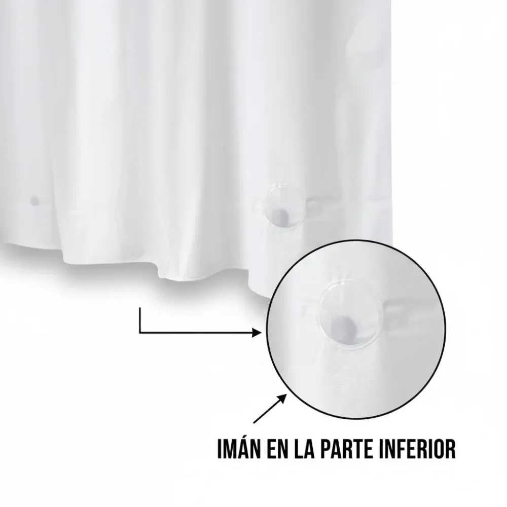 Forro de Cortina de Baño Blanco 180x180cm con Imán – Impermeable