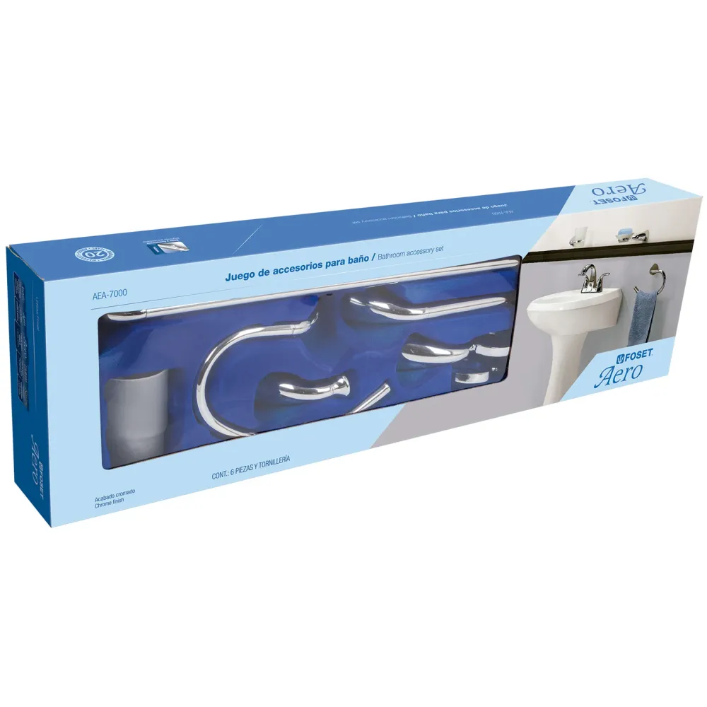 AEA-7000 Juego de accesorios para baño, 6 piezas, Aero Foset