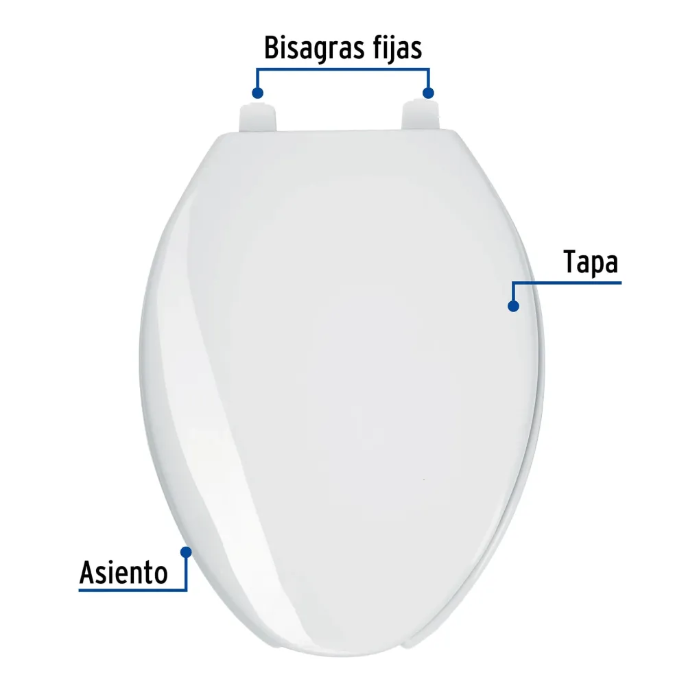 Asiento alargado con tapa para WC, abierto, blanco, Foset