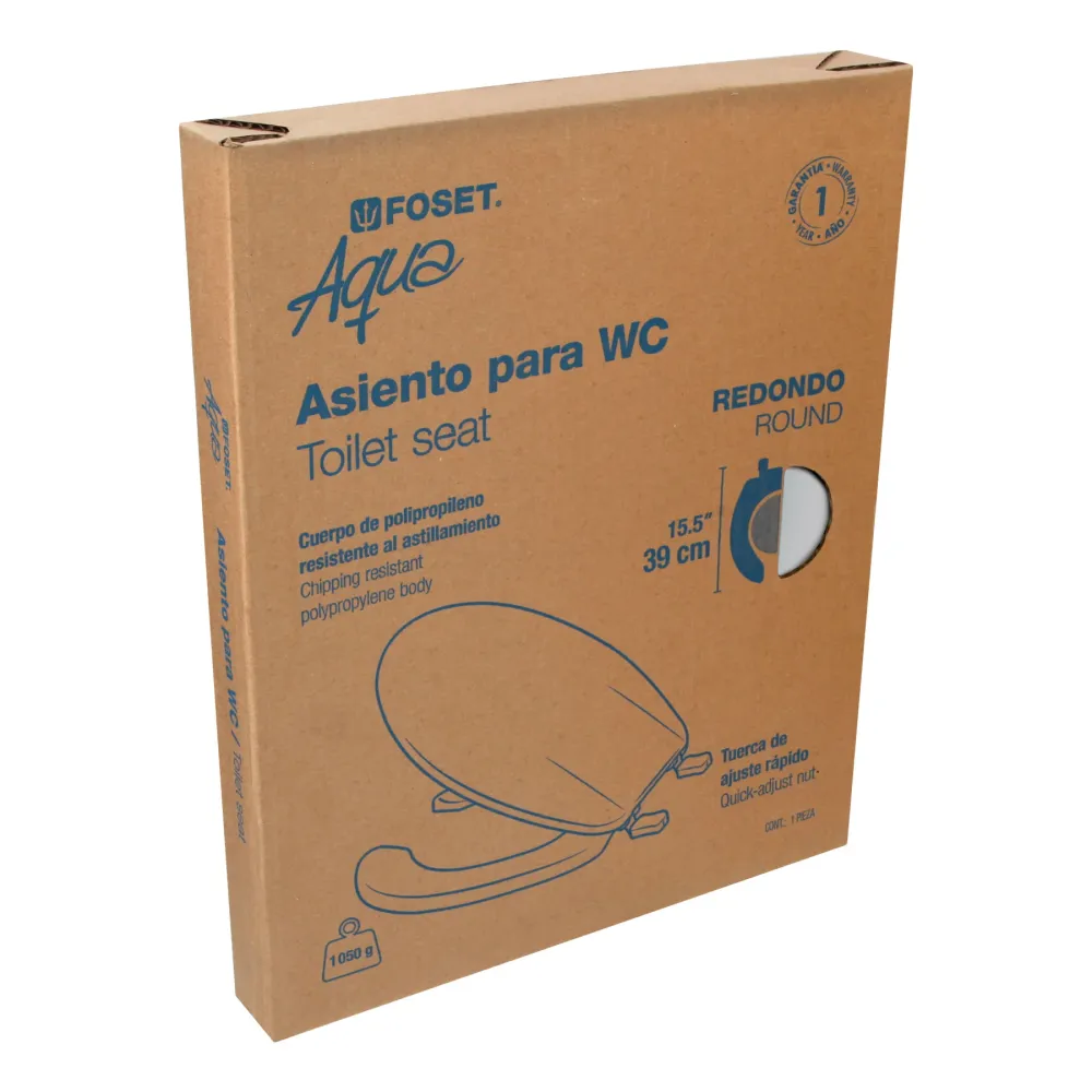 Asiento redondo con tapa para WC, abierto, blanco, Foset