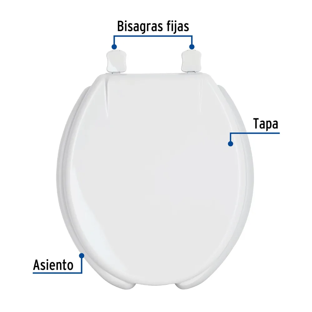 Asiento redondo con tapa para WC, abierto, blanco, Foset