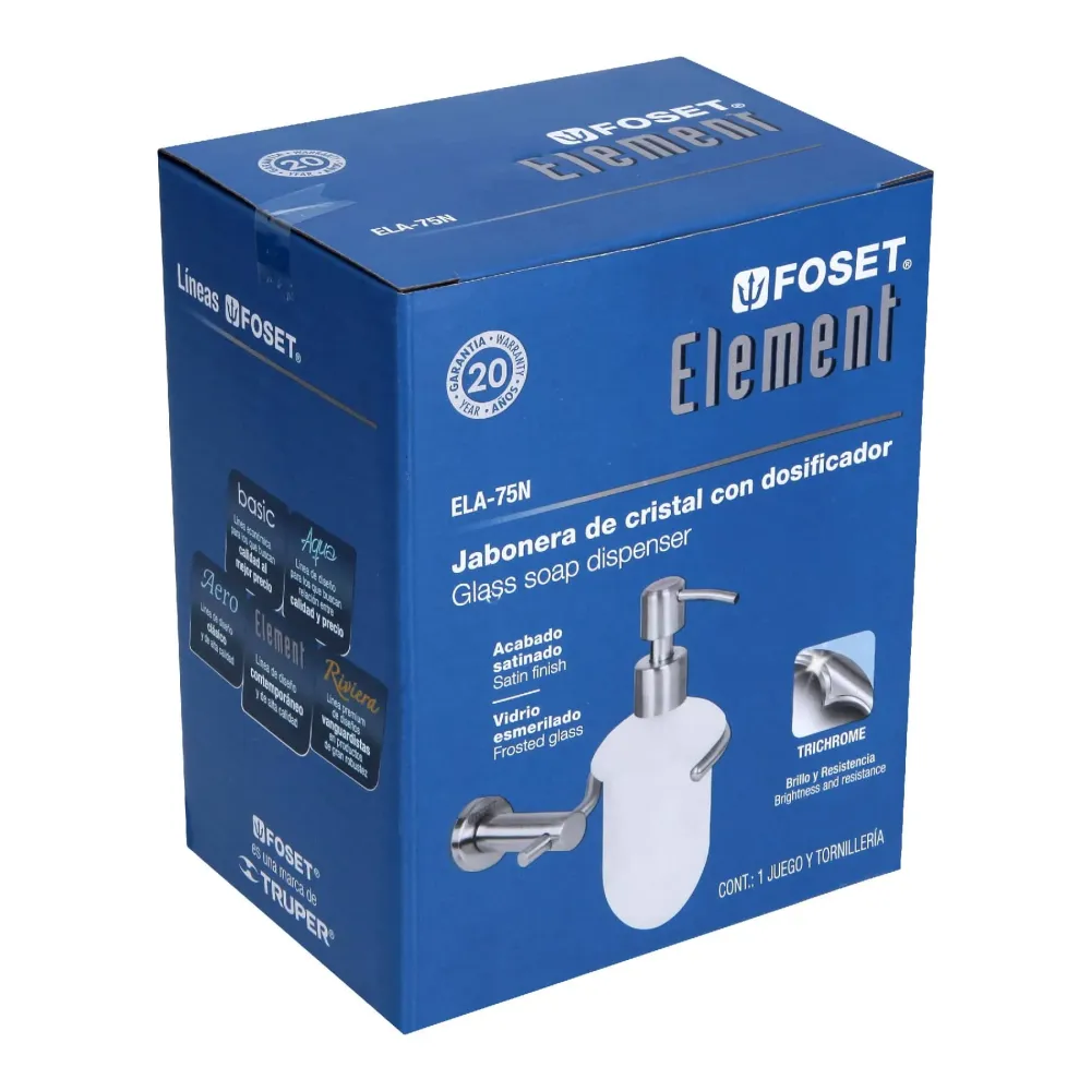 Dispensador de jabón pared en acabado satín, Foset Element