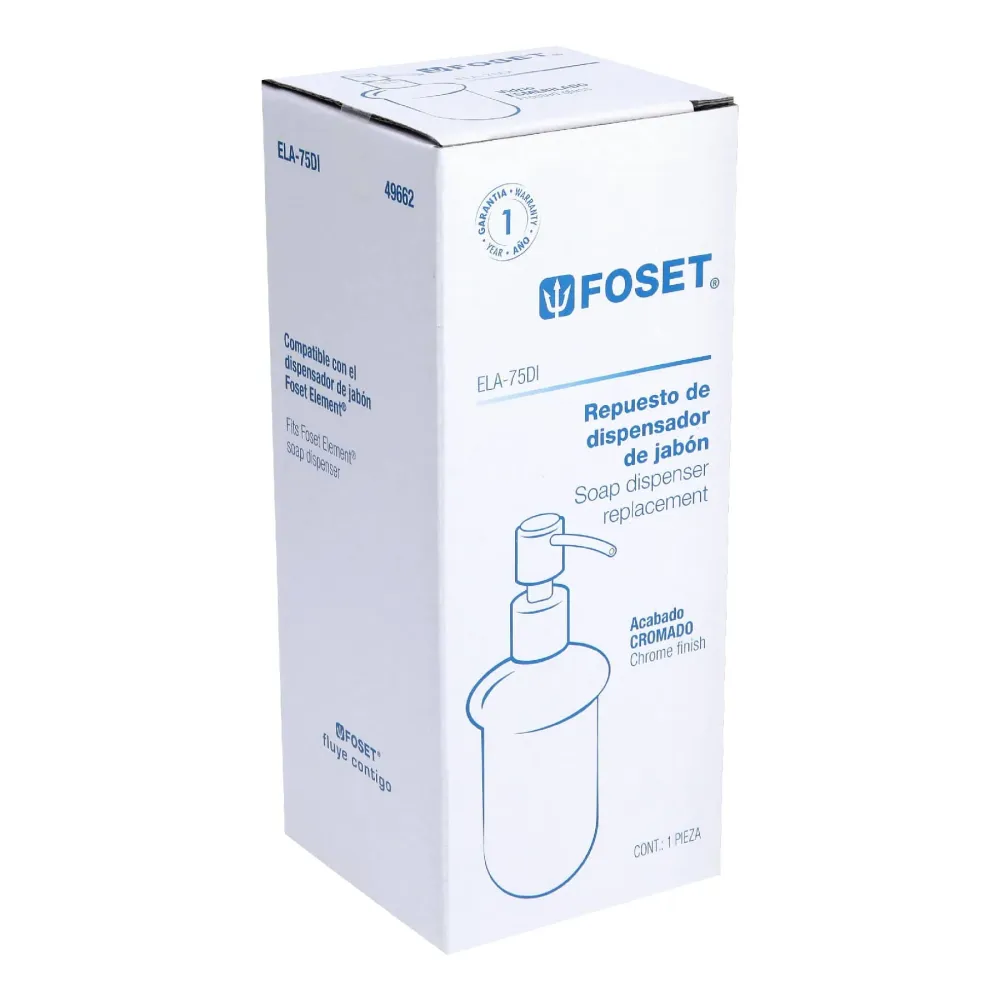 Dispensador de jabón de repuesto en acabado cromo, Element Foset