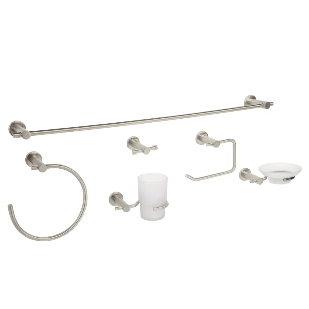ELA-7000N Juego de accesorios para baño, 6 piezas, satinado, Element Foset