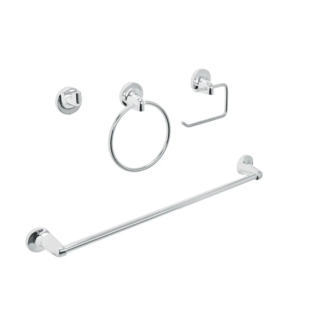 Foset AQA-4004 Juego de 4 accesorios para baño metálicos, Foset Aqua