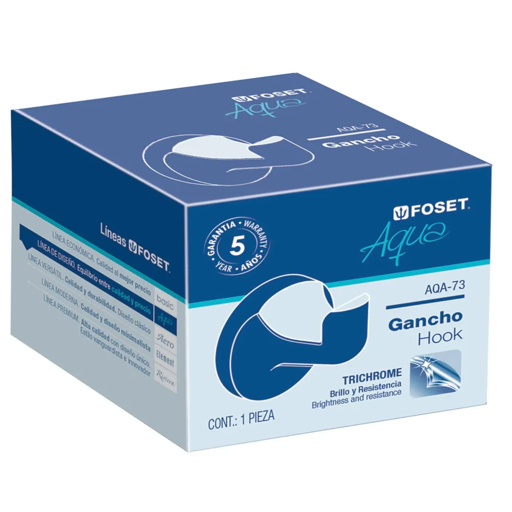 Gancho sencillo para toalla línea Aqua Foset