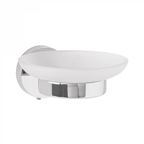 Jabonera metálica cromo con plato de vidrio, Foset Túbig 45964 TBA-74