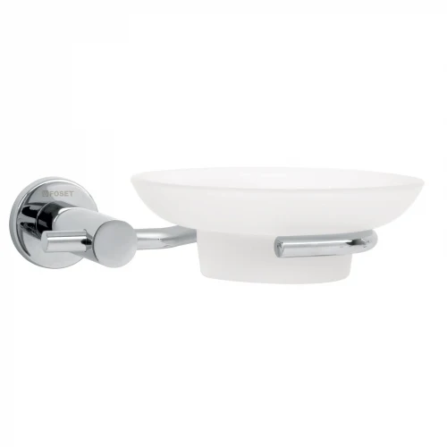Jabonera metálica cromo con plato de vidrio, Foset Element 49669 ELA-74