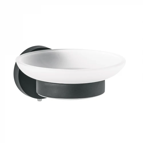 Jabonera metálica negro con plato de vidrio, Foset Túbig 45966 TBA-74M