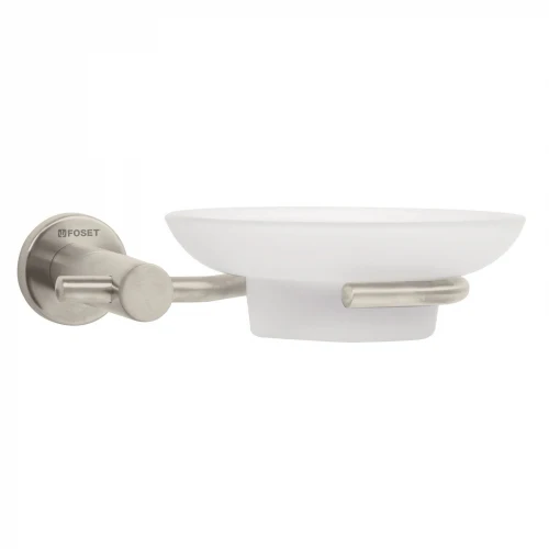 Jabonera metálica satín con plato de vidrio, Foset Element 49675 ELA-74N